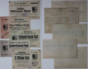 Banknoten, Deutschland / Germany, Lots und Sammlungen. Geldschein, Stadt Kaufbeuren (Bay). 100 000 Mark - 20 Millionen Mark 1923. Lot von 5 Banknoten....