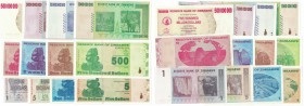 Banknoten, Simbabwe / Zimbabwe, Lots und Sammlungen. 1, 5 Dollars 2007 (P.65,66), 1, 5, 10, 20, 100, 500 Dollars 2009 (P.92,93,94,95,97,98), 500 Mln D...