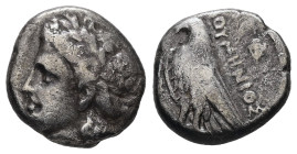 Troas, Abydos, AR Hemidrachm, 2.31 g 12.92 mm. Circa 350-325 BC. Numenios, magistrate.
Obv: Laureate head of Apollo left
Rev:[ABY] ΝΟΥΑΤΗΝΙΟΣ, Eagle s...