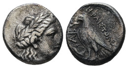 Troas, Abydos. AR Hemidrachm. 2.36 g 14.29 mm. 320-280 BC. Magistrate Hephaistoleos.
Obv: Laureate head of Apollo right.
Rev: ABY HΦAIΣTOΛEΩΣ, eagle s...