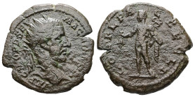 Thrace, Deultum. Macrinus, AD 217–218. AE. 6.80 g. 25.45 mm.
Obv: IMP C M OPEL SEV MACRINVS PI. Radiate and cuirassed bust of Macrinus, right. 
Rev: C...