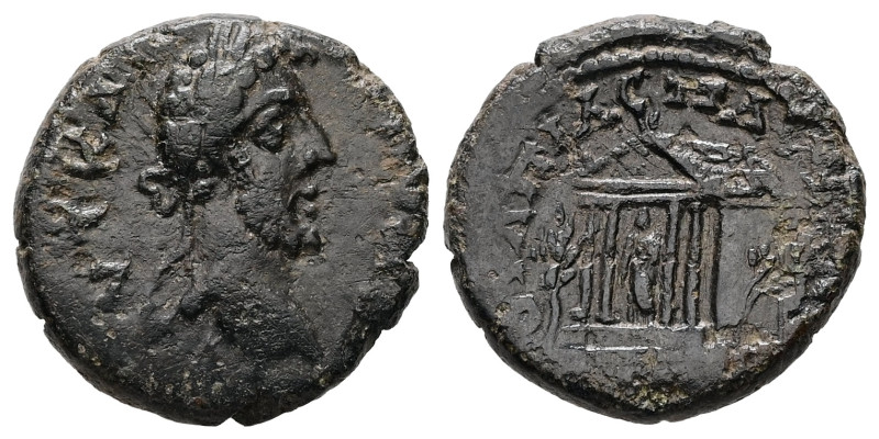 Thrace, Pautalia. Commodus, AD 177-180. AE. 3.42 g. 17.37 mm.
Obv: ΑΥΤ ΚΑ[Ι ΚΟΜΟ...