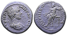 Thrace, Perinthos. Caracalla, AD 197–217. AE. 9.58 g. 24.11 mm.
Obv: ΑV Κ Μ ΑVΡ ΑΝΤΩΝЄΙΝΟϹ. Laureate bust of youthful Caracalla, right, wearing cuiras...