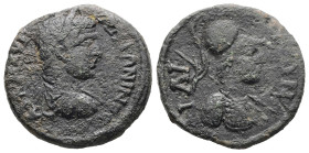 Troas, Ilium. Caracalla, AD 198–217. AE. 6.29 g. 21.44 mm.
Obv: AY K M AYΡ ANTΩNINOC. Laureate, draped and cuirassed bust right.
Rev: IΛI[E]ΩN. Bust o...