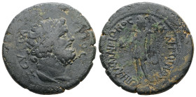 Lydia, Saitta. Pseudo-autonomous, c. AD 150-200. AE. 11.01 g. 27.62 mm. Claudius Machairion, archon.
Obv: ΖΕΥϹ ΠΑΤΡΙΟϹ. Βust of Zeus Patrios, wearing ...