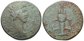 Lydia, Nicaea Cilbianorum. Commodus, AD 184–190. AE. 16.47 g. 33.14 mm.
Obv: ΑΥ ΚΑΙ Μ ΑΥΡ Κ[ΟΜΟΔ]ΟϹ. Laureate-headed bust of Commodus wearing cuirass ...