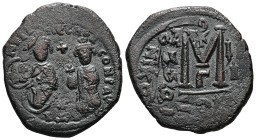 Heraclius and Heraclius Constantine, AD 610-641. AE, Follis. 12.40 g. 30.45 mm. Constantinople.
Obv: Crowned and draped facing busts of Heraclius and ...