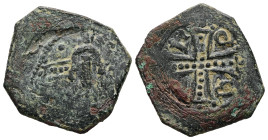 Gregorios Taronites, Duke of Trebizond, AD 1103-1106. AE, Follis. 3.63 g. 22.77 mm. 
Obv: [IC/XC]. Nimbate bust of Christ facing, wearing tunic and pa...