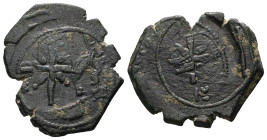 Manuel I Comnenus, AD 1143-1180. AE. 4.52 g. 24.63 mm. Thessalonica.
Obv / Rev: Cross crosslet set on three steps and flanked by IC – XC.
Ref: SB 1976...