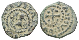 Crusaders. County of Tripoli. Raymond II, AD 1137-1152. AE. 1.03 g. 14.86 mm. 
Obv:RAIMVNDVS COMS. Cross pattée with pellets in angles. 
Rev: CIVITAS ...