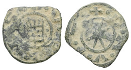 Crusaders. Lordship of Beirut. Raymond of Tripoli, AD 1184-1186. AE, Pougeoise. 0.60 g. 15.52 mm. 
Obv: Tower of David.
Rev: Eight-pointed star. 
Ref:...