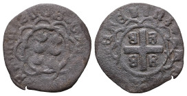 Crusaders, Mytilene (Lordship). Francesco I Gattilusio, AD 1355-1384. Bl, Denaro. 0.81 g. 17.50 mm. 
Obv: Gattilusi coat of arms.
Rev: Palaeologan tet...