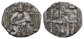 Republic of Venice. AR, Grosso. 0.89 g. 14.32 mm. Venice.
Obv: Facing figure of Nimbate Christ Pantocrator, enthroned, [IC XC] field to the left and r...