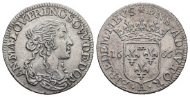 France. Principality of Dombes. Anne Marie Louise, AD 1652-1693. AR, 5 Sols. 1.97 g. 20.95 mm. 
Obv: AN MA LOV PRINC SOVV DE DOM. Anne-Marie-Louise, p...