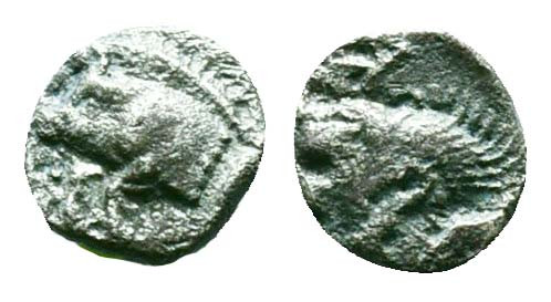 Greek Coins, 
Mysia, Kyzikos AR Obol. Circa 600-550 BC. Head of tunny fish to le...