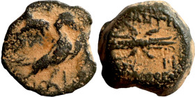 SELEUKID KINGS of SYRIA Uncertain ruler (3-2 centur BC). AE Bronze. 
13mm 2.40g

Artificial sand patina