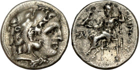 Alexander iii and successors. Silver Drachm Obverse: Head of Herakles to right, wearing lion skin headdress Rev: Zeus seated left on low throne, holdi...