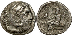 Alexander iii and successors. Silver Drachm Obverse: Head of Herakles to right, wearing lion skin headdress Rev: Zeus seated left on low throne, holdi...