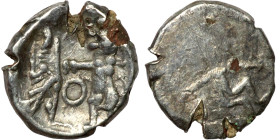 Phoenicia, Obol, Sidon (375-333 BC) Obverse: Galley l.; legend in Phoenician, Reverse. Persian king battling lion
10mm 0,80g0