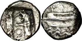 Phoenicia, Obol, Sidon (375-333 BC) Obverse: Galley l.; legend in Phoenician, Reverse. Persian king battling lion
9mm 0,69g0