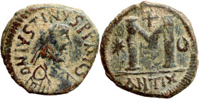 Justin I (518-527) Follis Obverse: :D N IVSTINVS PP AVG, diademed, draped, and cuirassed bust right Reverse: Large M
30mm 16,10g0