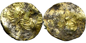 Imitation of golden Tremissis (V-VI centruy) Obverse: Bust of emperor. Reverse: Victory Victory standing right, head left, holding wreath and cross on...