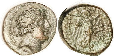IMPERATORIAL. POMPEY, Soli Pompeiopolis, Æ19x22, Pompey's head r/Nike adv r, mon...