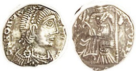 VANDALS, Imitative Siliqua in name of Honorius, c.440-490, Roma std l, M&S 47 (this coin); VF+, usual small flan with most of lgnds off, portrait well...