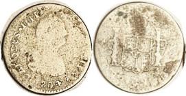 MEXICO, Real, 1804, struck contemp counterfeit, AG+/Fair, some rev stains, mint actually unclr.