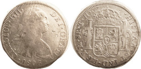 MEXICO, 8 Reales, 1805-TH, VG-F, rev better, good metal with lt tone, a few very tiny chop marks.