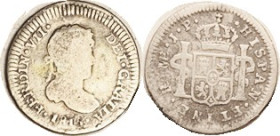 PERU, 1/2 Real 1815-JP, VG, decent.