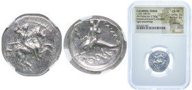 Greece (ancient) Tarentum Calabria 302 BC - 280 BC AR Didrachm Silver 7.55g NGC CH VF Strike: 5/5 Surface: 2/5 HN Italy 933