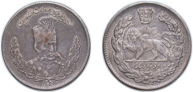 Iran Kingdom - Qajar dynasty AH 1323 (1905) 2000 Dīnār - Moẓaffar od-Dīn Qājār S...