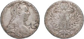 Saudi Arabia Nejd Kingdom 1918 1 Riyal - Abd Al-Aziz Bin Sa'ud (Nejd Countermarked Coinage) Silver (.917) 27.94g XF X 14