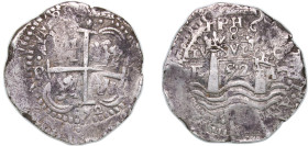 Bolivia Spanish colony 1652 P E 8 Reales - Charles II Silver (.931) Potosi Mint 25.68g VF KM 26