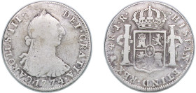 Bolivia Spanish colony 1774 PTS JR 4 Reales - Charles III Silver (.903) Potosi Mint 13.21g VF KM 54