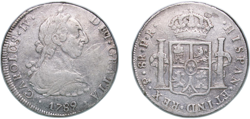 Bolivia Spanish colony 1789 PTS PR 8 Reales - Charles III Silver (.903) Potosi M...