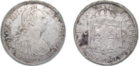 Bolivia Spanish colony 1793 PTS PR 8 Reales - Charles IV Silver (.896) Potosi Mint 26.87g VF KM 73