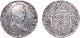 Bolivia Spanish colony 1818 PTS PJ 4 Reales - Ferdinand VII Silver (.896) Potosi Mint (34000) 13.31g VF Scratches KM 88