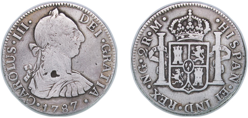 Guatemala Spanish colony 1787 NG M 2 Reales - Charles III Silver (.896) Guatemal...