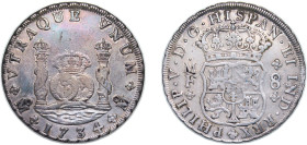 Mexico Spanish colony 1734 Mo MF 8 Reales - Philip V Silver (.917) Mexico City Mint 26.83g XF KM 103