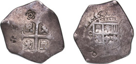 Indonesia Sultanate of Sumenep ND (1814) 1 Real batu - (The distinct five-petalled flower countermark of Madura is seen on the reverse) Countermarked ...