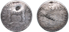 Indonesia Sultanate of Sumenep ND (1811-54) Ducaton - Madura Star countermark on 1770-Mo FM Mexico 8 Reales of Charles III (KM-105) VERY RARE Silver (...