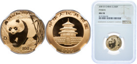 China People's Republic of China 2001 D 100 Yuan (Panda) Gold (.999) (70000) 7.776g NGC MS70 Top Pop KM 1368 Y 1114