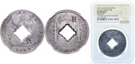 France Guadeloupe French colony 1811 9 Livres (British occupation, using a Charles III 8 Reales coin minted in 1777) Rare Silver (.903) 23.5g NGC VF C...