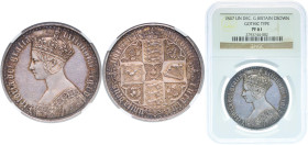 Great Britain United Kingdom 1847 1 Crown - Victoria ('Gothic' type) UN DECIMO on edge Silver (.925) Royal Mint (Tower Hill) (8000) 28.3g NGC PF 61 KM...