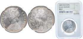 India India - British Raj 1889 B incuse 1 Rupee - Victoria Silver (.917) Bombay Mint 11.66g NGC MS 61 KM 492