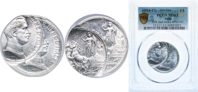Italy Kingdom 1914 - 1917 R 2 Lire - Victor Emmanuel III Silver (.835) Rome Mint...