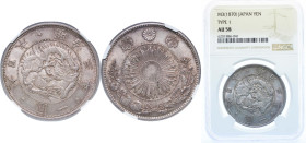 Japan Empire M3 (1870) 年三治明 1 Yen - Meiji Silver (.900) 26.96g NGC AU 58 Y 5 JNDA 01-9