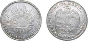 Mexico Federal Republic 1844 Mo MF 8 Reales Silver (.903) Mexico City Mint 26.96g AU KM 377